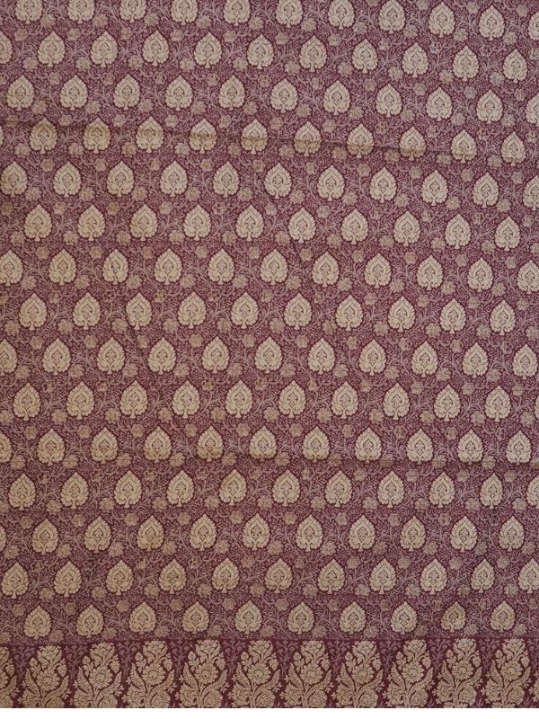 Wine Colour Banarsi Brocade all-over with Chiffon Dupata - Krishanlalraman