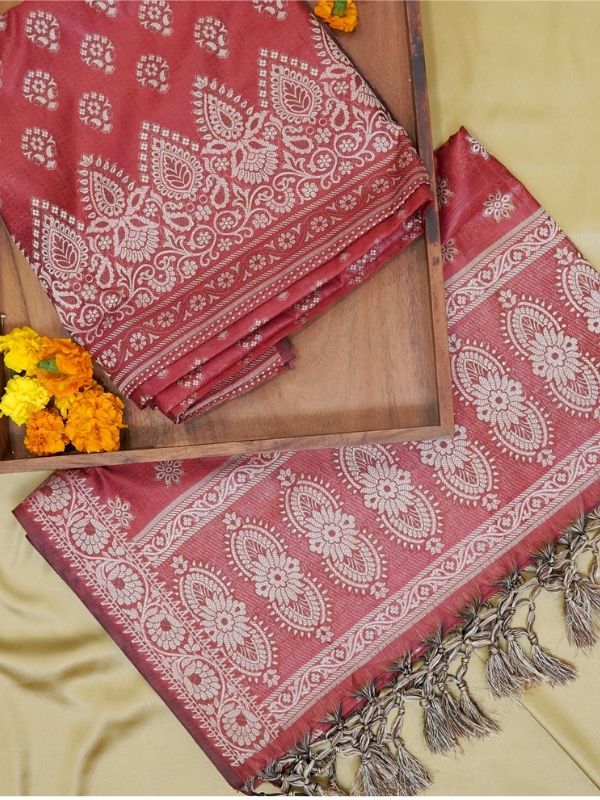 Gajari Colour Banarsi Unstitched Suit Set - Krishanlalraman