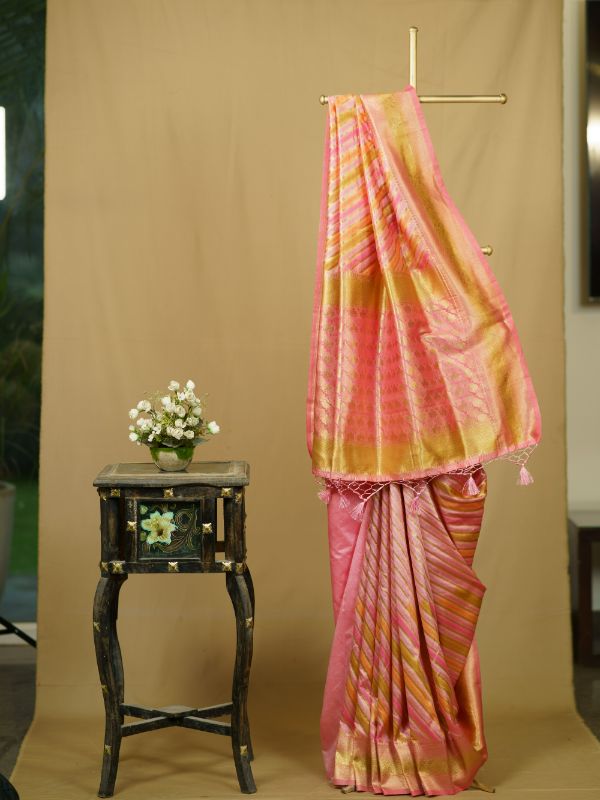 Banarsi Pink Lehriyaan Saree - Krishanlalraman