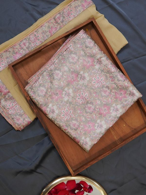 Floral Silk Unstitched Suits Set