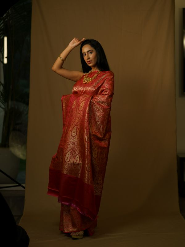 Maroon Banarsi Brocade Saree
