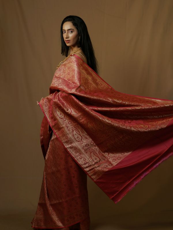Maroon Banarsi Brocade Saree