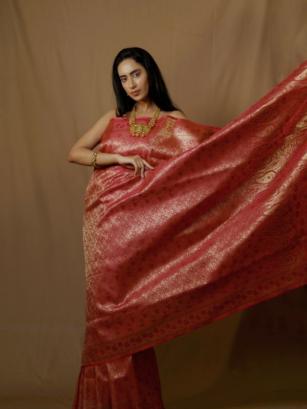 Maroon Banarsi Brocade Saree