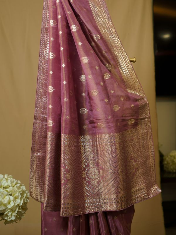 Tissue Mauve Silk Saree ( Gotta- Patti Weaving )