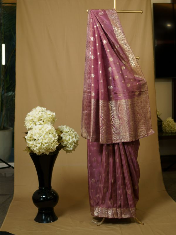 Tissue Mauve Silk Saree ( Gotta- Patti Weaving ) - Krishanlalraman