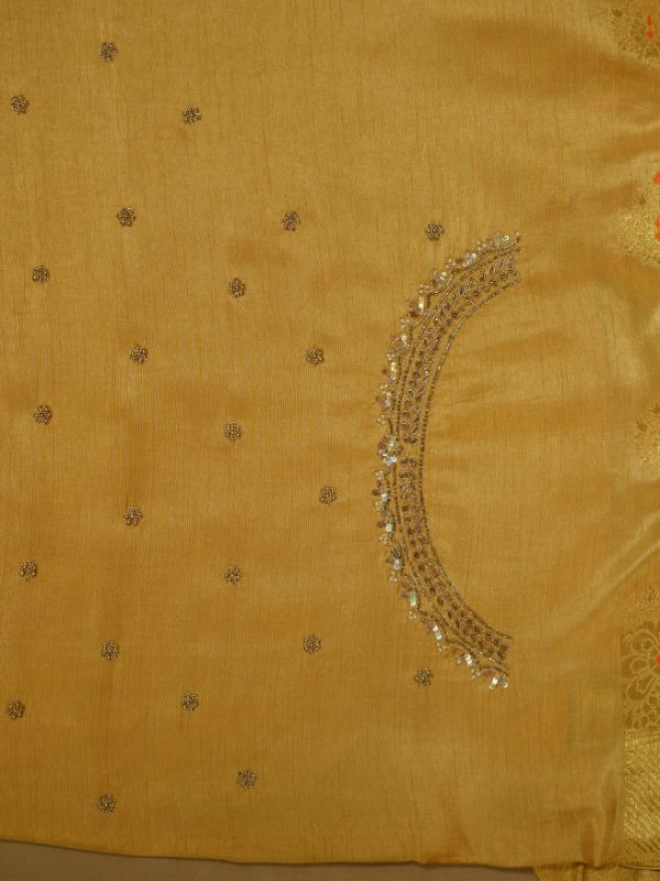 Golden saree with Zardozi work - Krishanlalraman