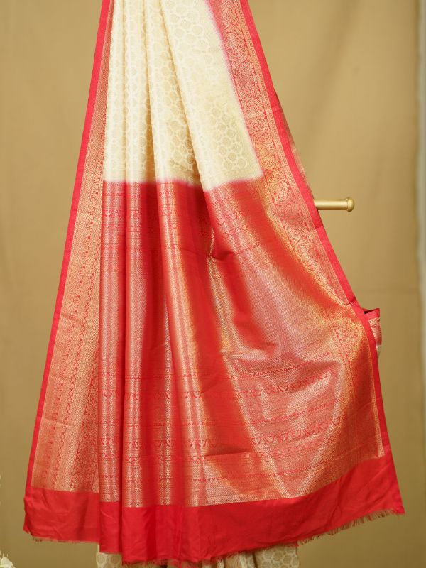 Golden and Red Kanjivaram Saree