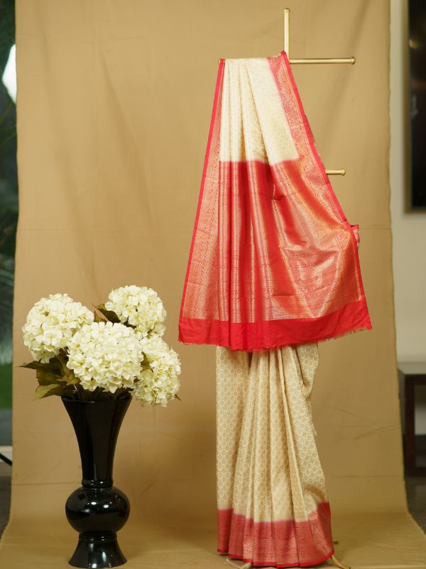 Golden and Red Kanjivaram Saree - Krishanlalraman