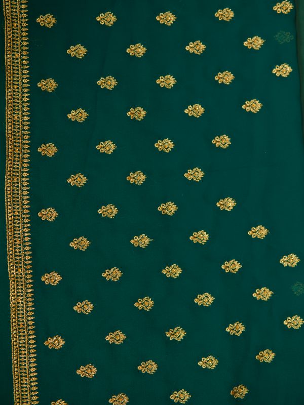 Green Georgette Saree With Resham Work - Krishanlalraman