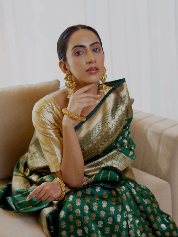 Banarasi Green Saree - Krishanlalraman