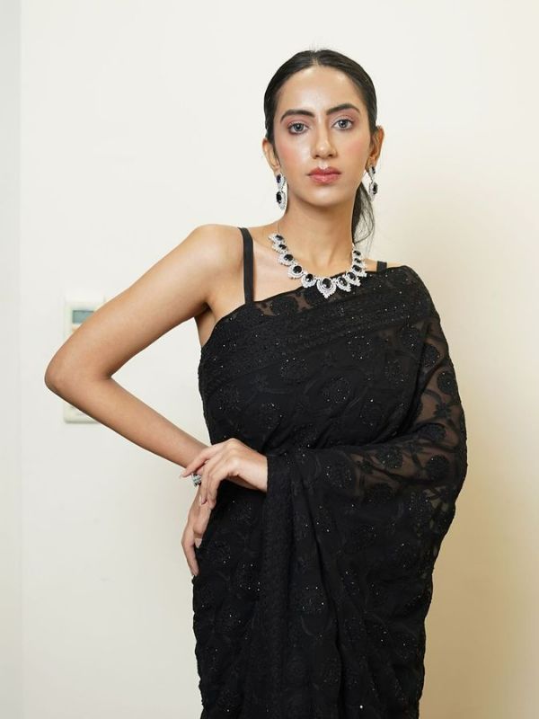 Net Black Saree - Krishanlalraman