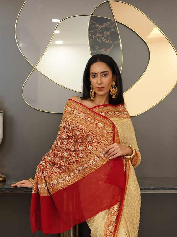 Zardozi and Zarkan embroidery Saree - Krishanlalraman