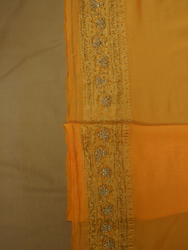 Heavy Khadi Georgette Yellow Saree